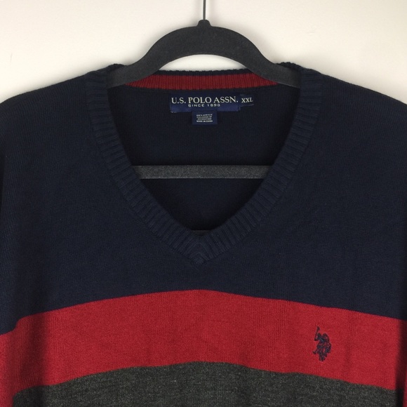 US Polo Assn Striped V-neck Sweater - Picture 3 of 6